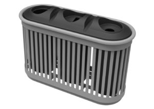 Three can recycling bin