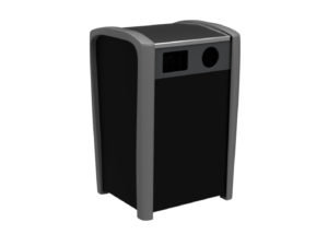 Black recycling bin with no recycle logo