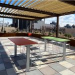 Ancora tables and Kontur stools on roof-top patio