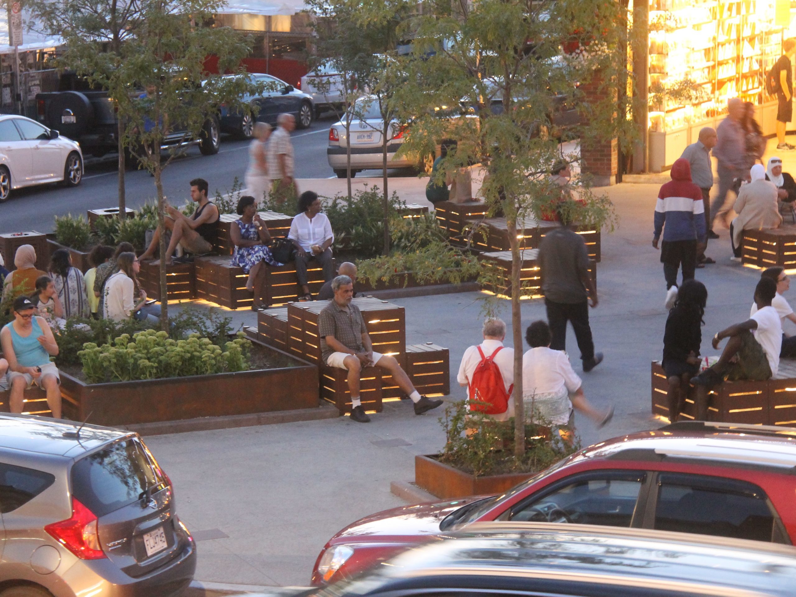 Byward Market with People sitting on crates
