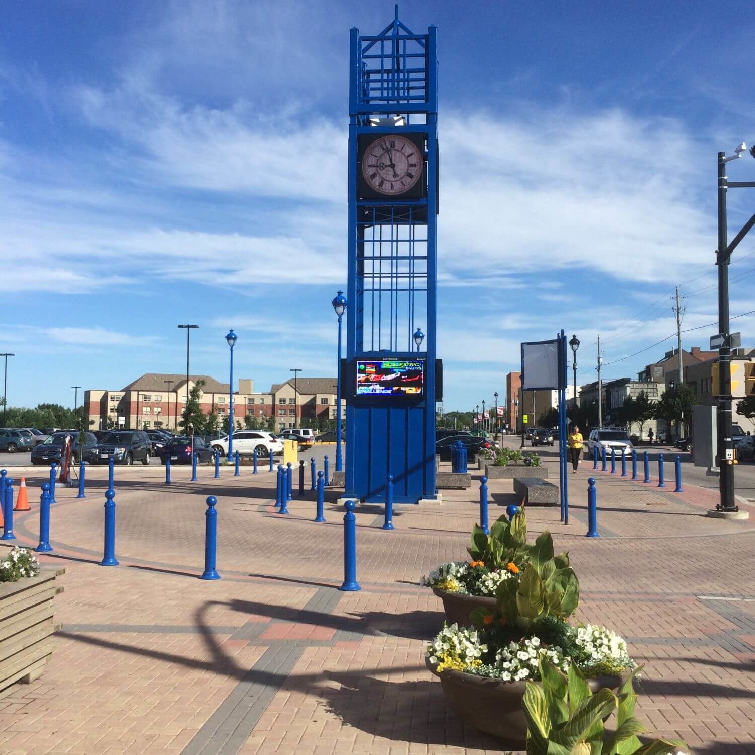 Blue Bollards outside Museum
