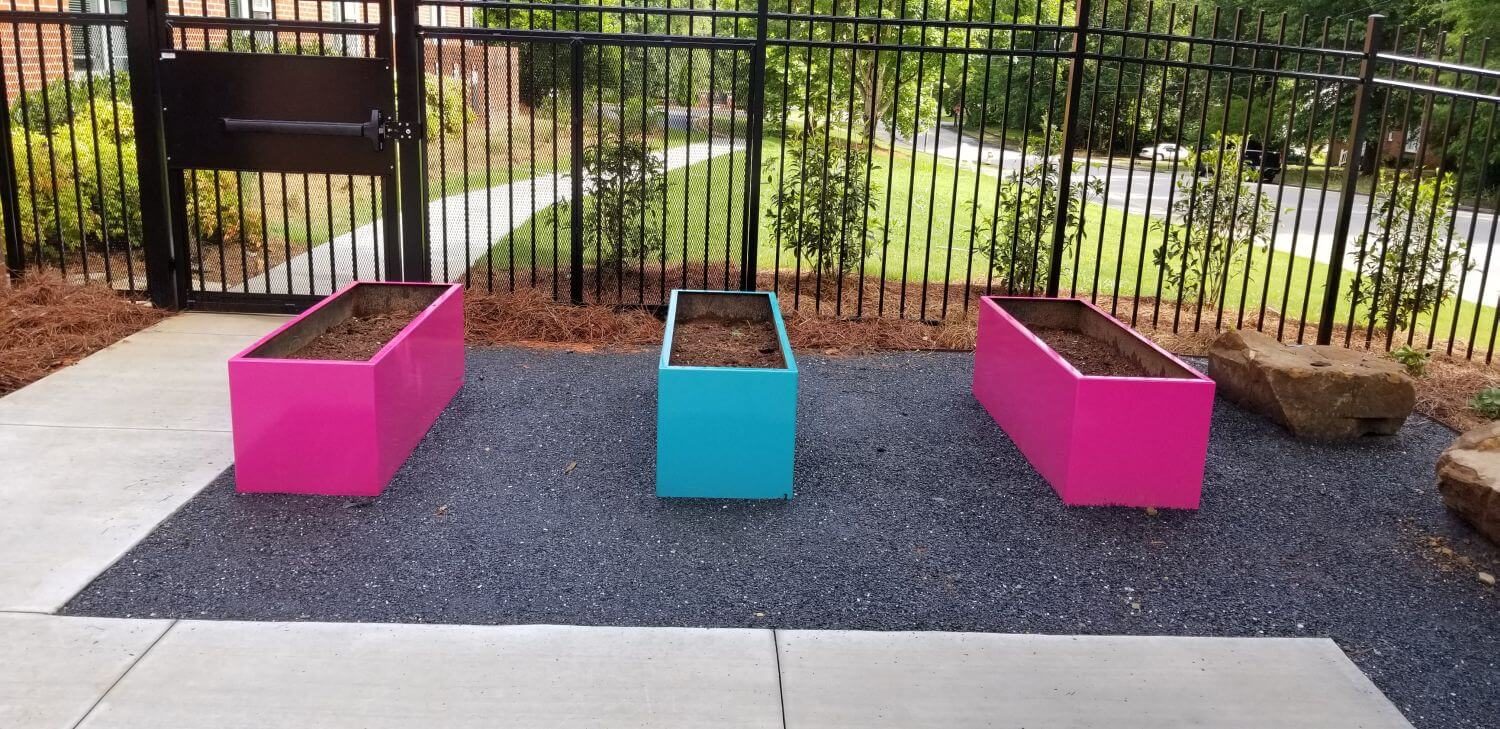 Pink and Turquoise Garden Planters