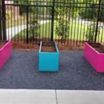 Pink and Turquoise Garden Planters