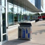 Trash bin outside building