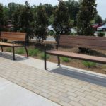 970 Backed wooden benches