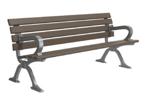 Dark Brown Backed Bench with Arms and Legs