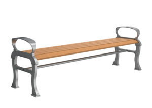 Backless Bench with Light Brown Wood Coloured Seat and Arms