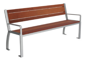 Metal and Auburn Backed Bench with Arms