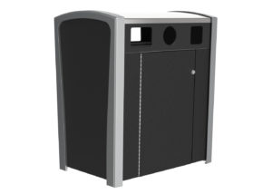 Black Trash Can with Silver Accents