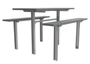 Grey High Table with Bench Seating