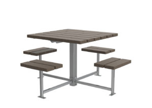 Dark Brown Table with Attached Individual Seating