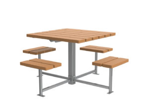 Light Brown Table with Attached Individual Seating