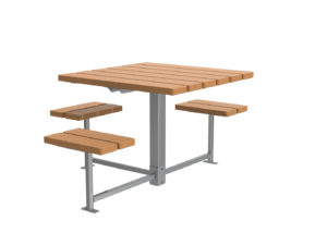 Light Brown Wheelchair Accessible Table with attached seating