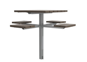 Brown Table with attached individual seating