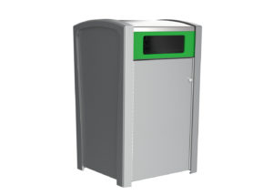 Silver Trash Bin with Green opening