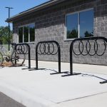 MBR-0300 Bike Racks with bike in front of building