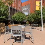Foro Square tables in high density polyethylene with chairs at ASU