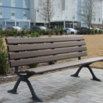 Backed Wood Bench Near Building