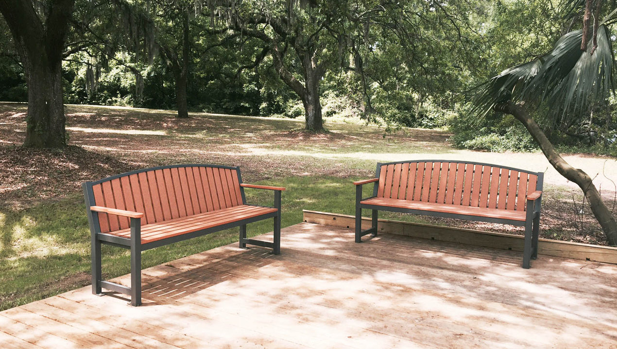 Backed Benches near a park