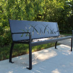 970 Backed Bench with grass pattern sitting in park