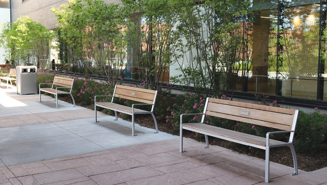 Backed Wood Benches Near Gardens