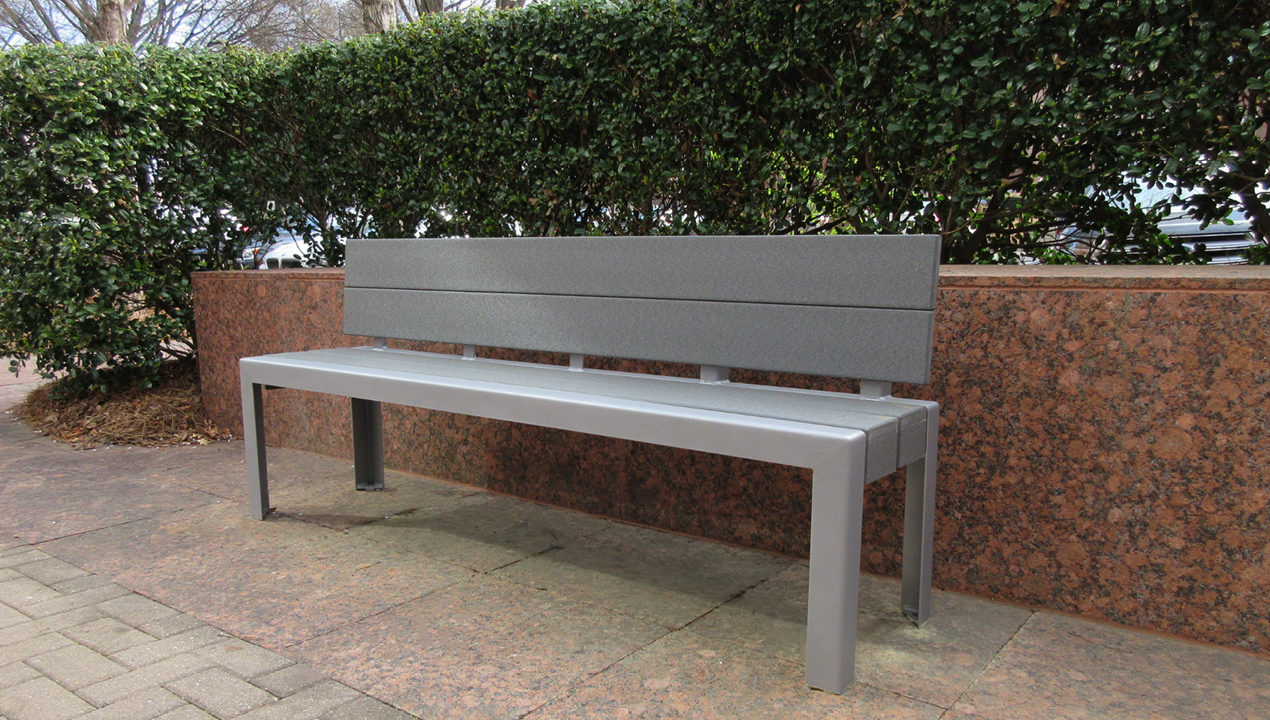 Backed Bench near Shrubs