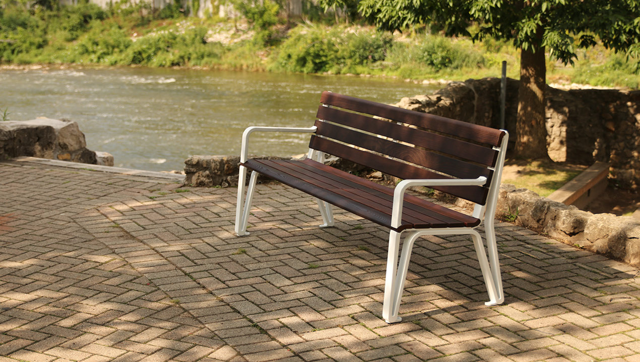 mbe-2300-series_backed-arms Backed Bench with Arms Near the River