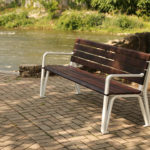 Backed Bench with Arms Near the River