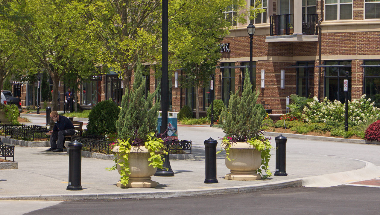 Bollards outside commercial area