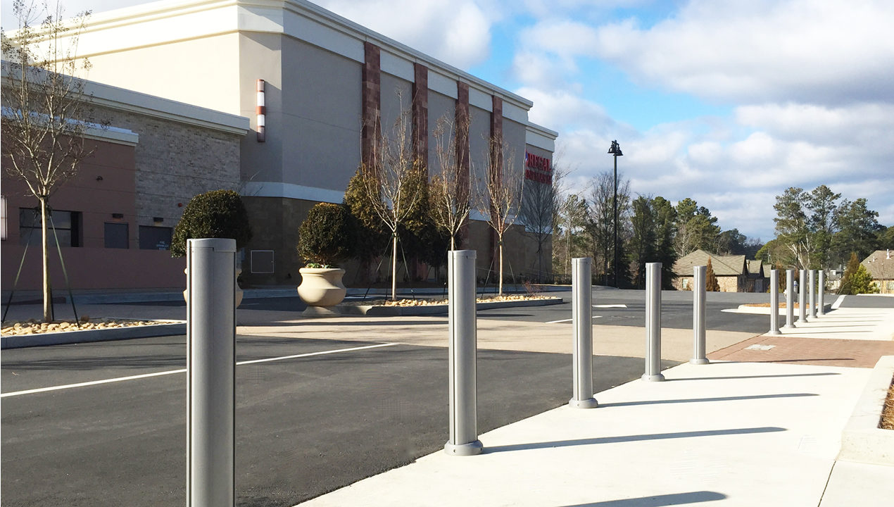 Metal Bollards Outside Buildings
