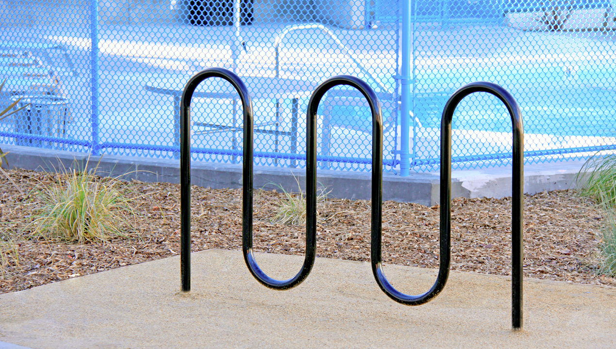 Bike Rack with direct burial outside of pool
