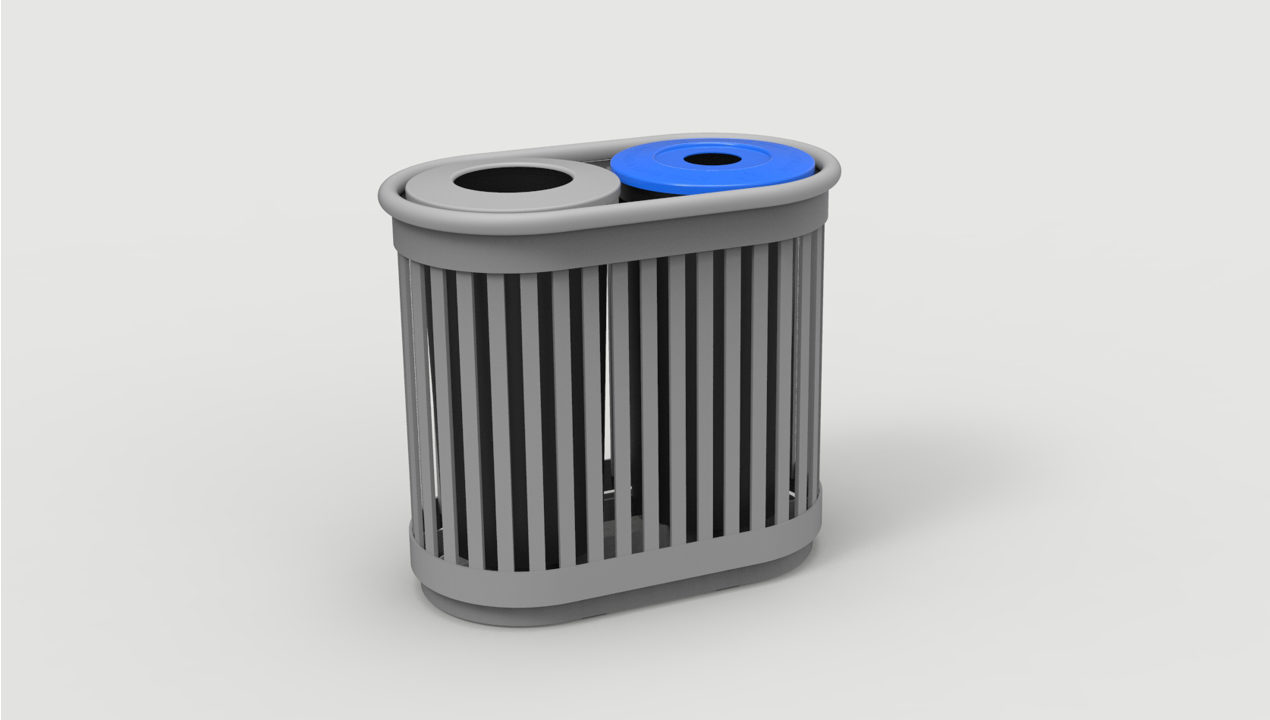 Trash and Recycling Bin with Vertical Slats 