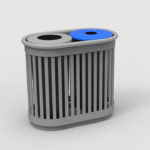 Trash and Recycling Bin with Vertical Slats 