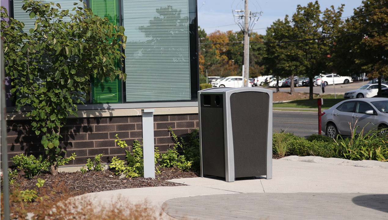 Black and Silver Trash Bin