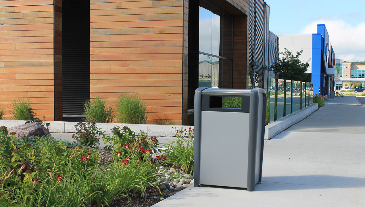 Garbage Can outside Building