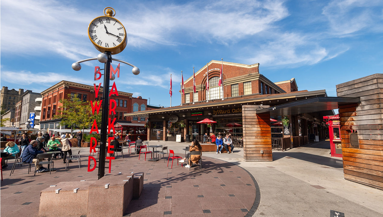 ByWard Market blue skies and seating
