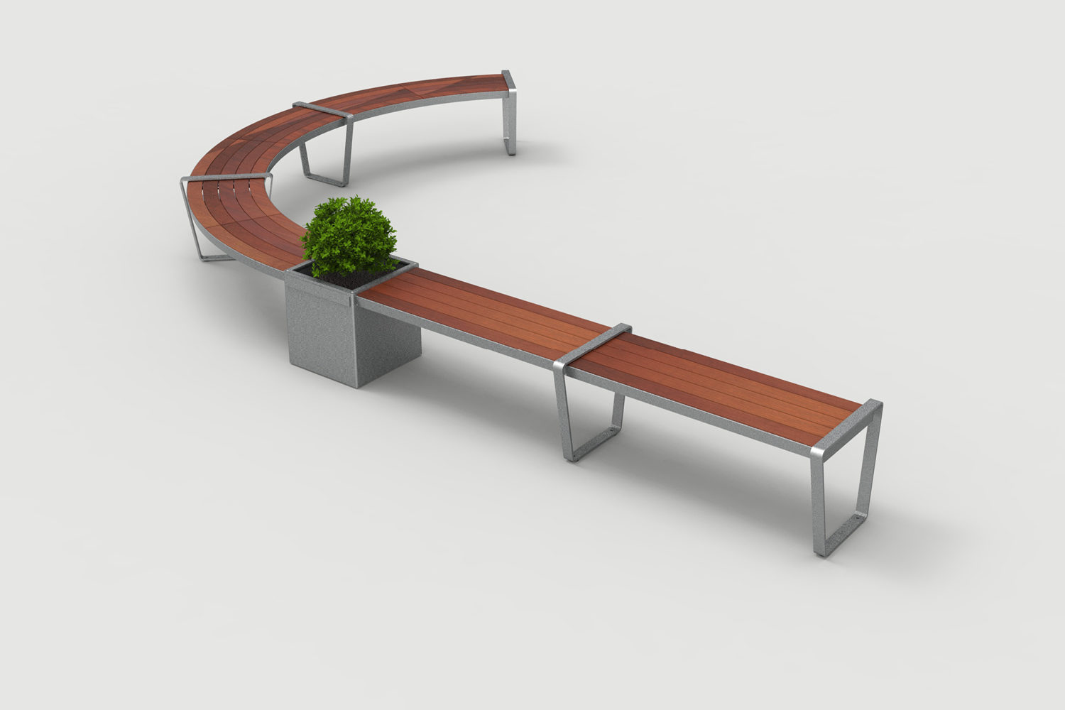 Lexicon Layout LXM1500-00019: Straight and Curved, Backless Wood, Armless, Square Planter
