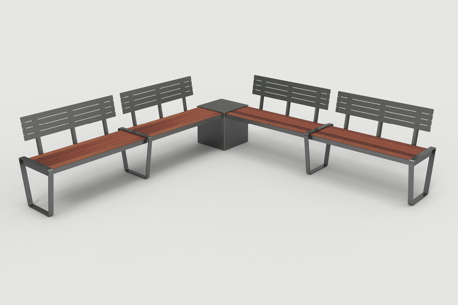 Lexicon Layout LXM1500-00048: Straight, Laser Cut Backrest, Wood, Armless, Square Module