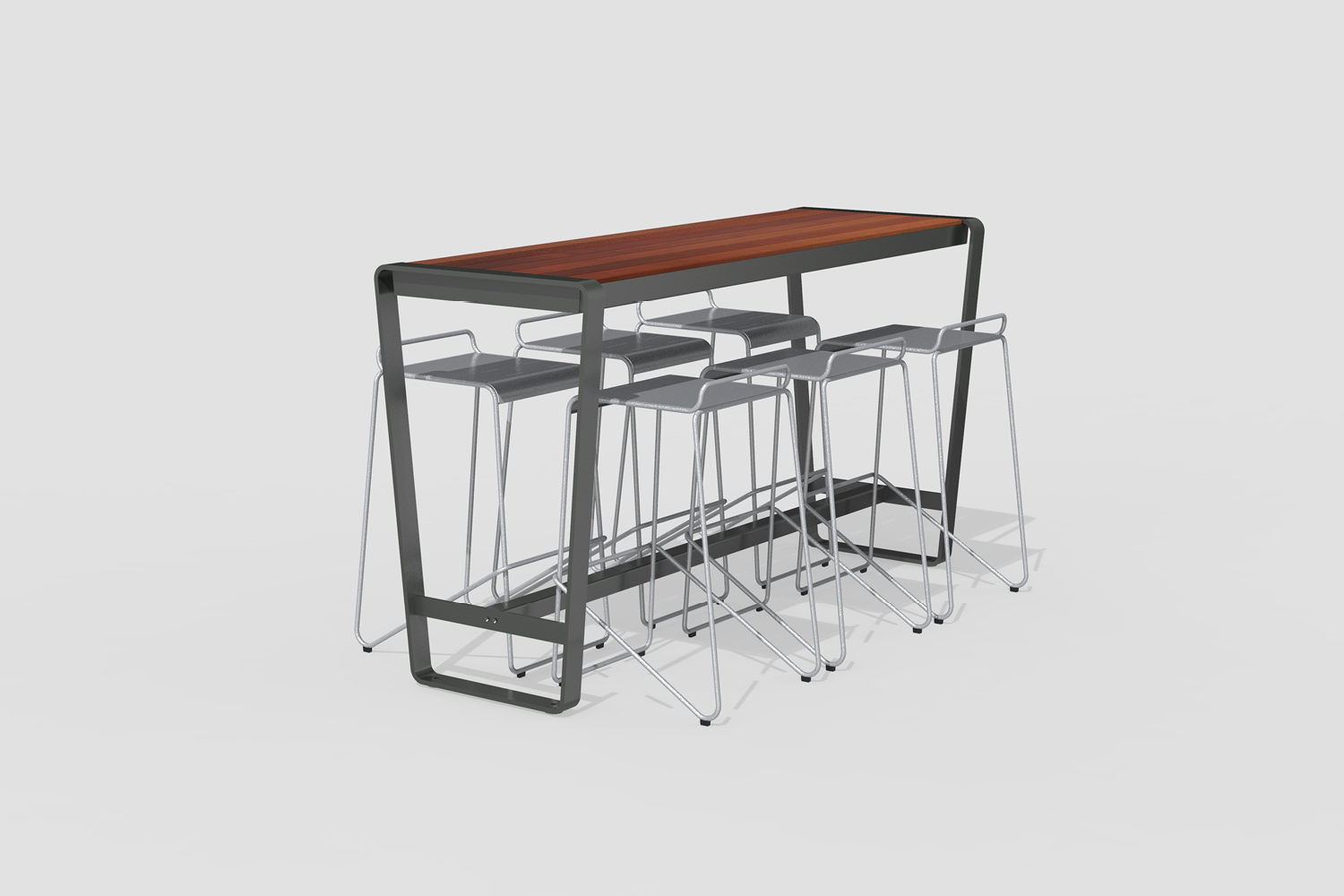 Lexicon Layout LXM1500-00100: 6' Bar Height Table, Wood, Kontur Stools