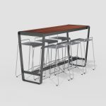 Lexicon Layout LXM1500-00100: 6' Bar Height Table, Wood, Kontur Stools