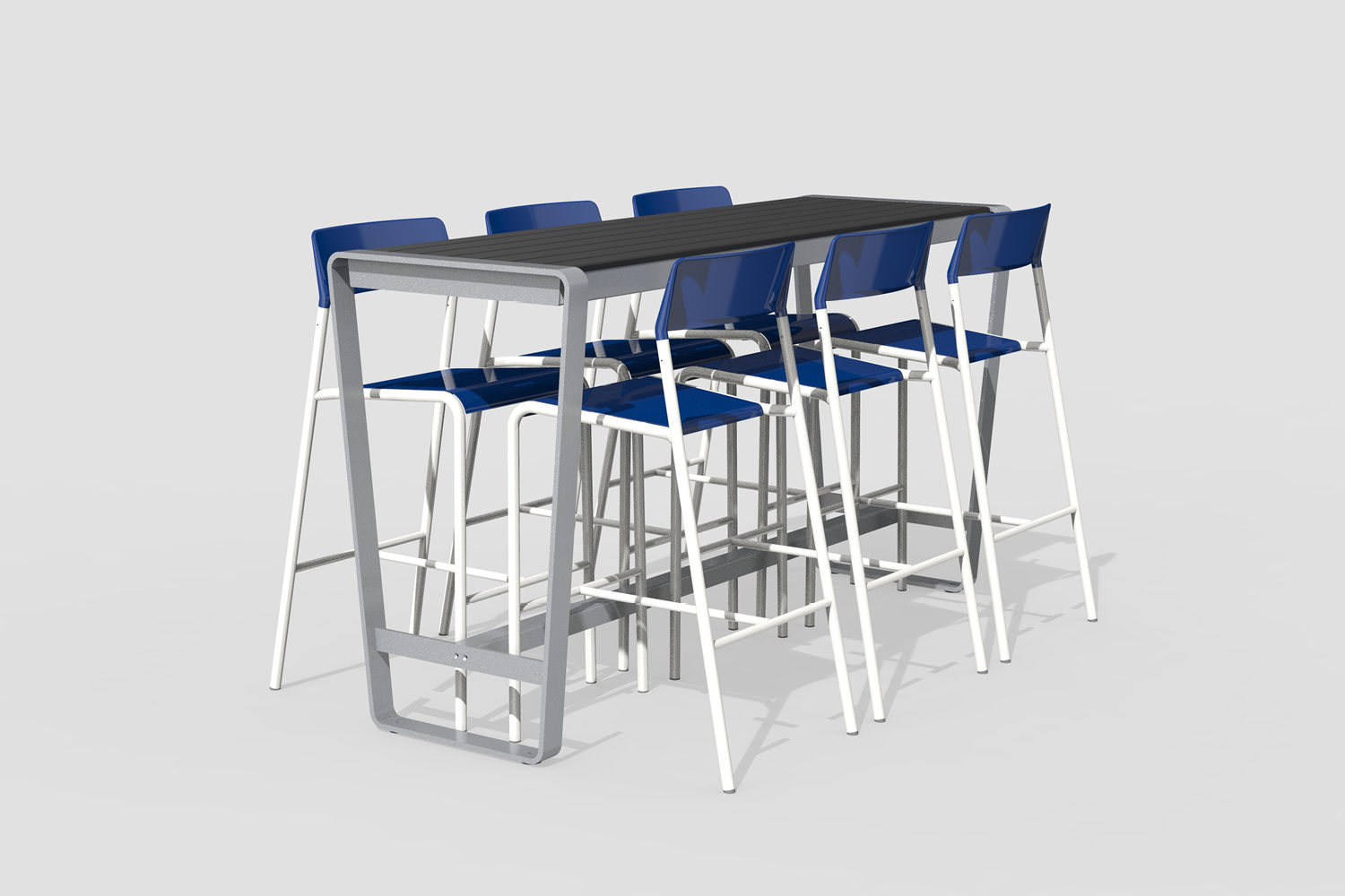 Lexicon Layout LXM1500-00113: 6' Bar Height Table, HDPC, Foro Stools