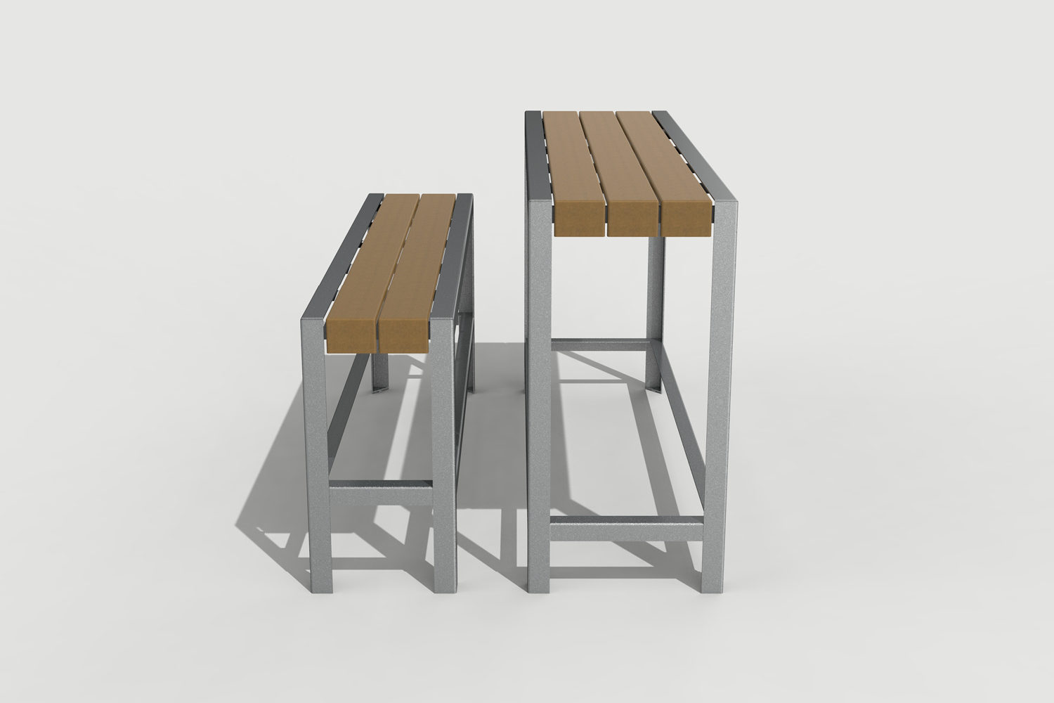 1050 Layout ML1050-00002: Bar Height Narrow Table, Backless Bench, HDPC Sandstone