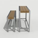 1050 Layout ML1050-00002: Bar Height Narrow Table, Backless Bench, HDPC Sandstone