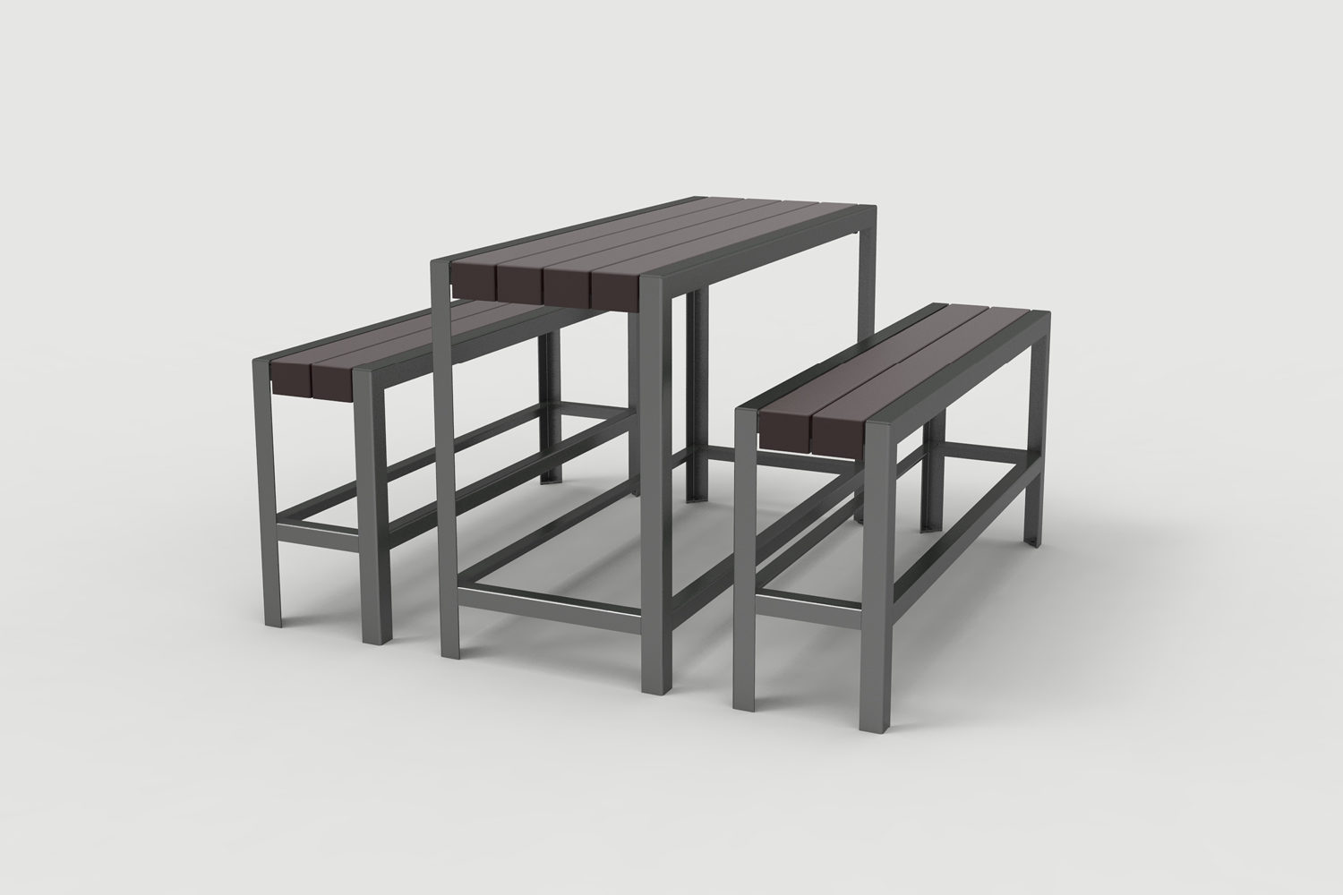 1050 Layout ML1050-00009: Bar Height Table, Backless Benches,