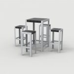 1050 Layout ML1050-00013: Bar Height Square Table, Backless Stools, Orange Peel HDPE Black