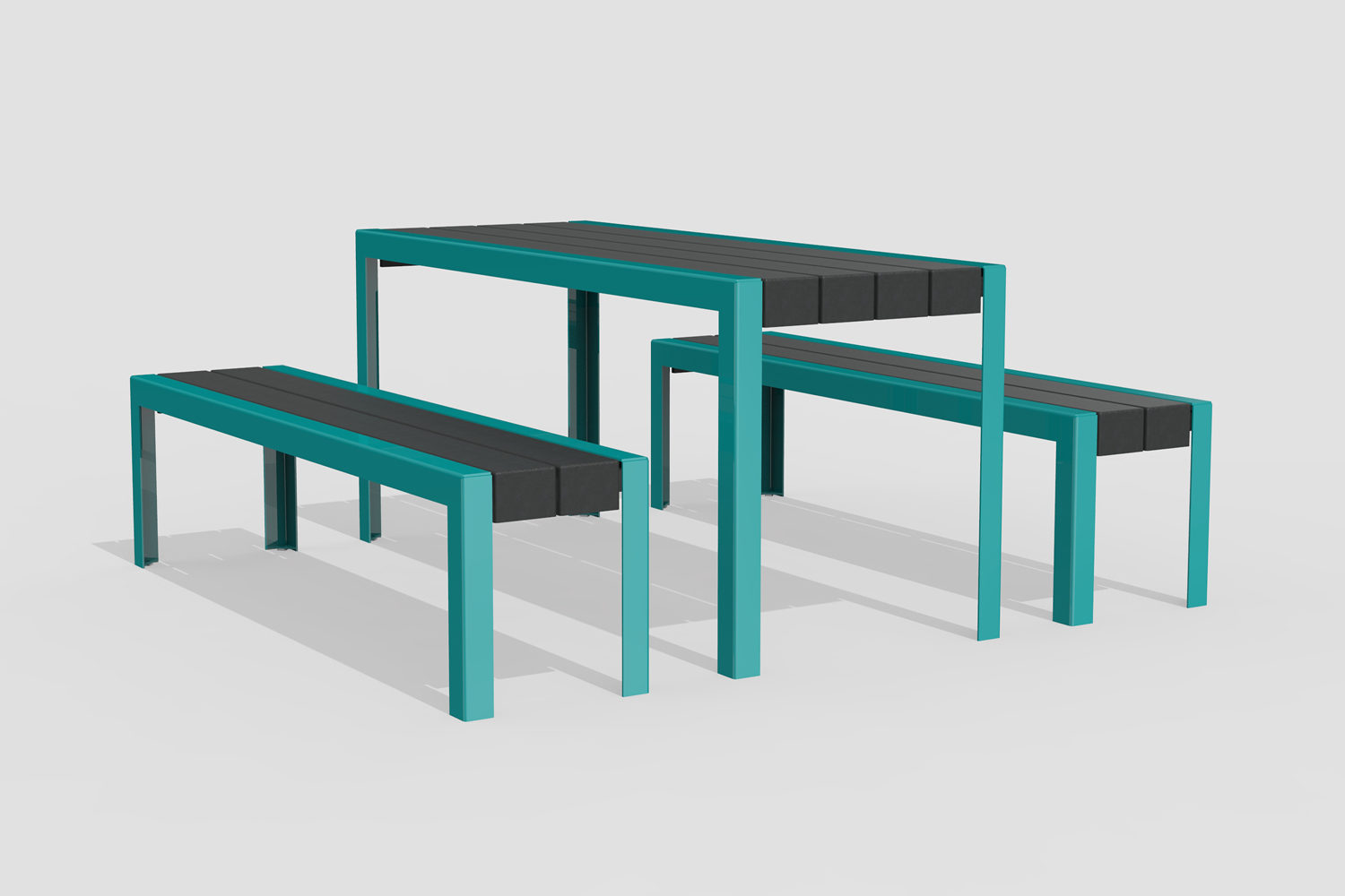 1050 Layout ML1050-00022: Standard Table, Backless Benches, HDPC Charcoal