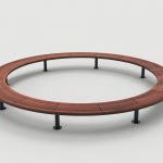 Ogden Layout OGM1900-00003: Circle, left to right slats, ipe wood, pedestal legs