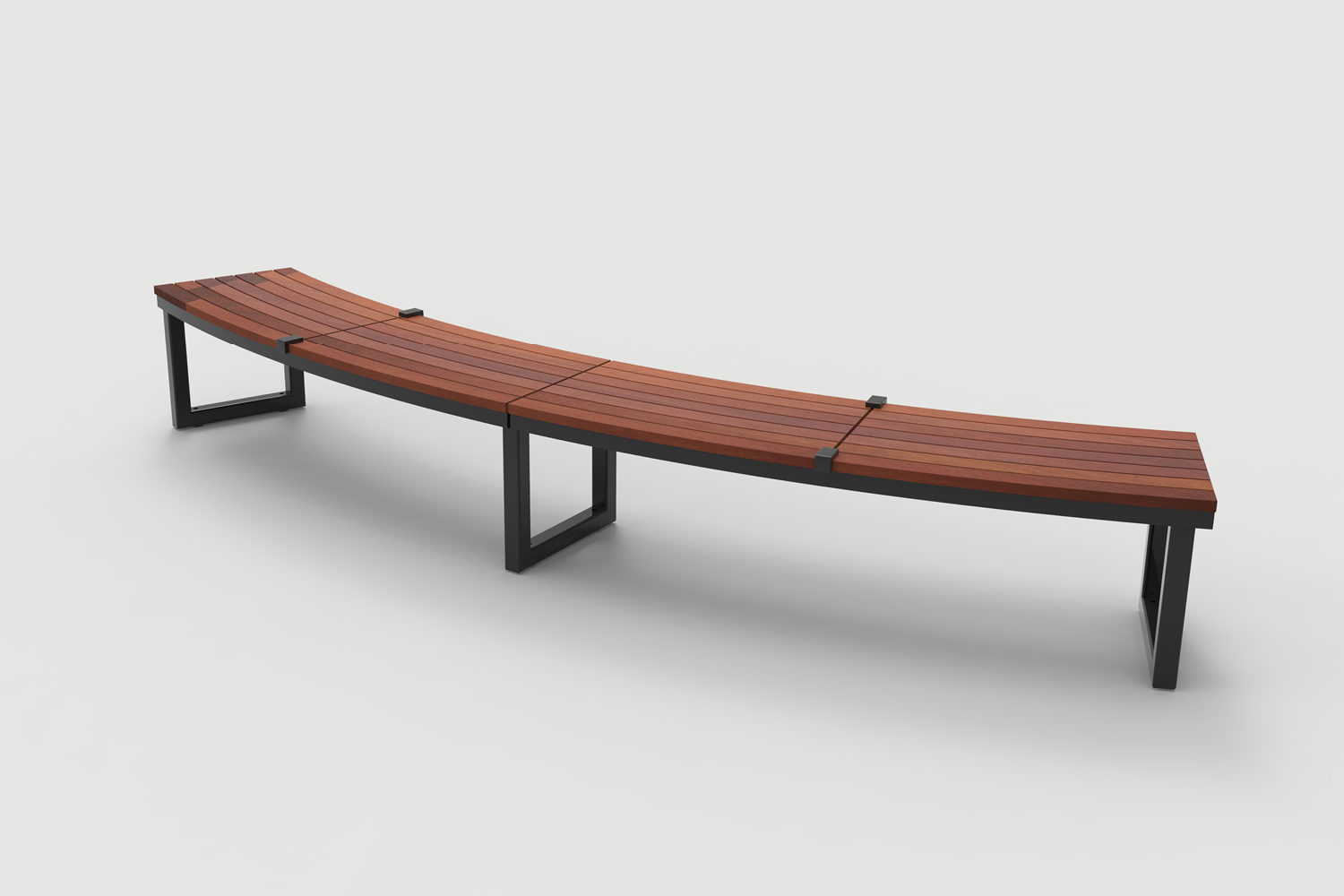 Ogden Layout OGM1900-00017: Arc, left to right slats, ipe wood, skate deterrents, square legs