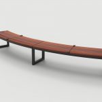 Ogden Layout OGM1900-00017: Arc, left to right slats, ipe wood, skate deterrents, square legs