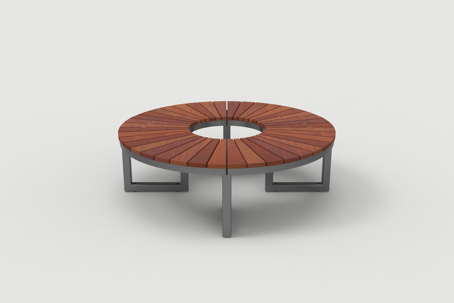 Ogden Layout OGM1900-00033: Circle, front to back slats, ipe wood, square legs